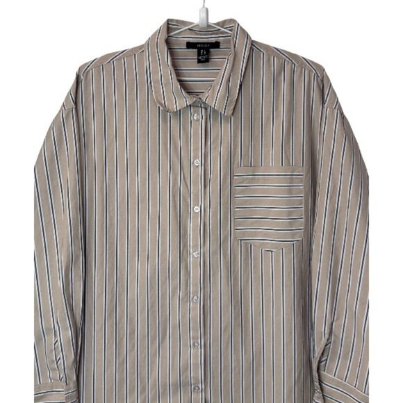 Forever 21 striped button up shirt and pull-on shorts set women's size L - Picture 5 of 13